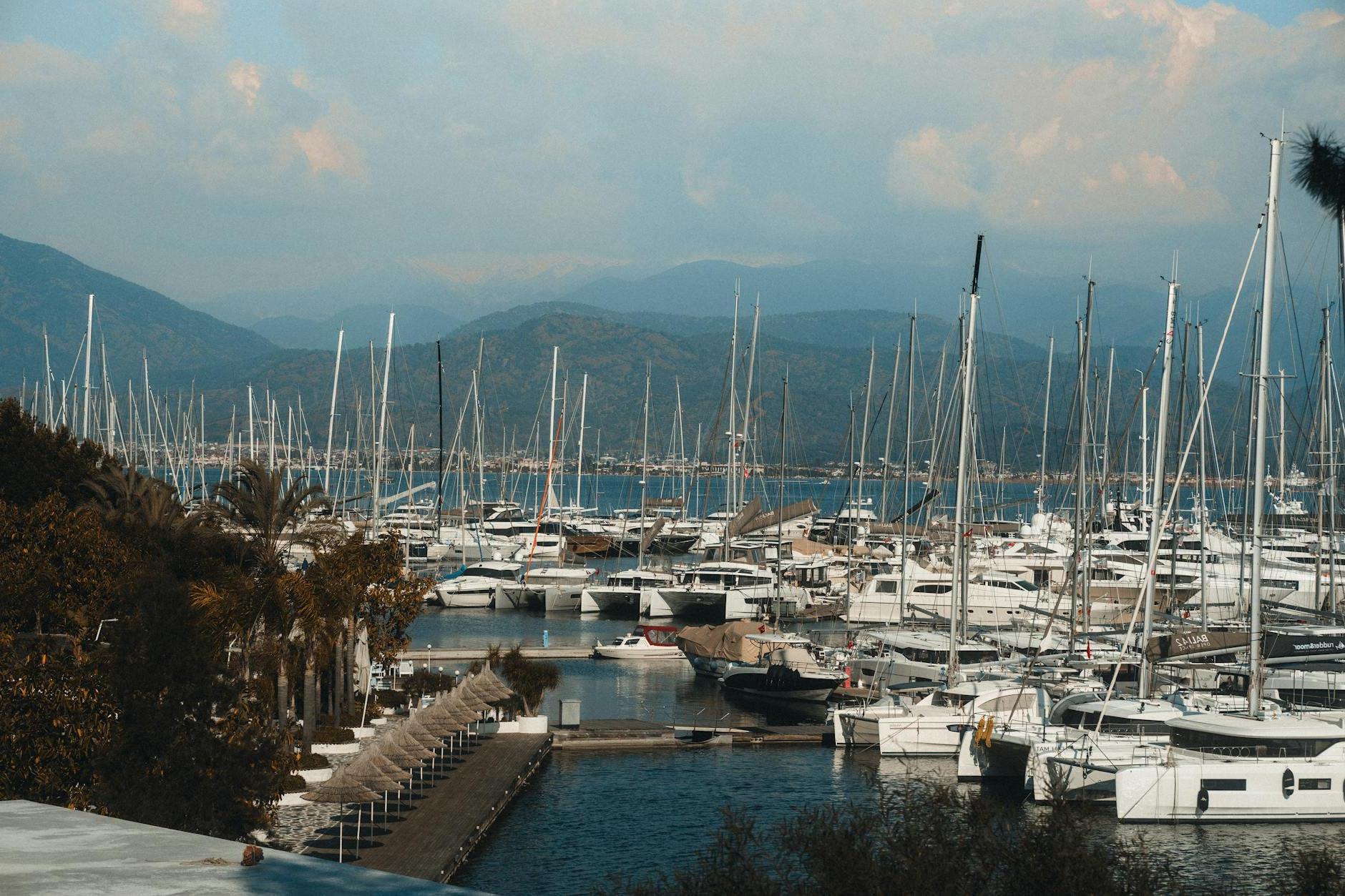 A marina with many boats docked in it