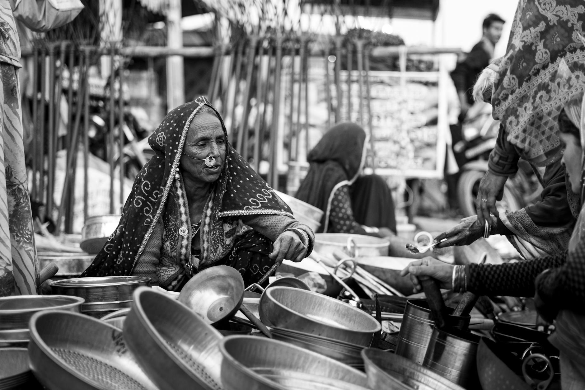 A woman selling food in a market