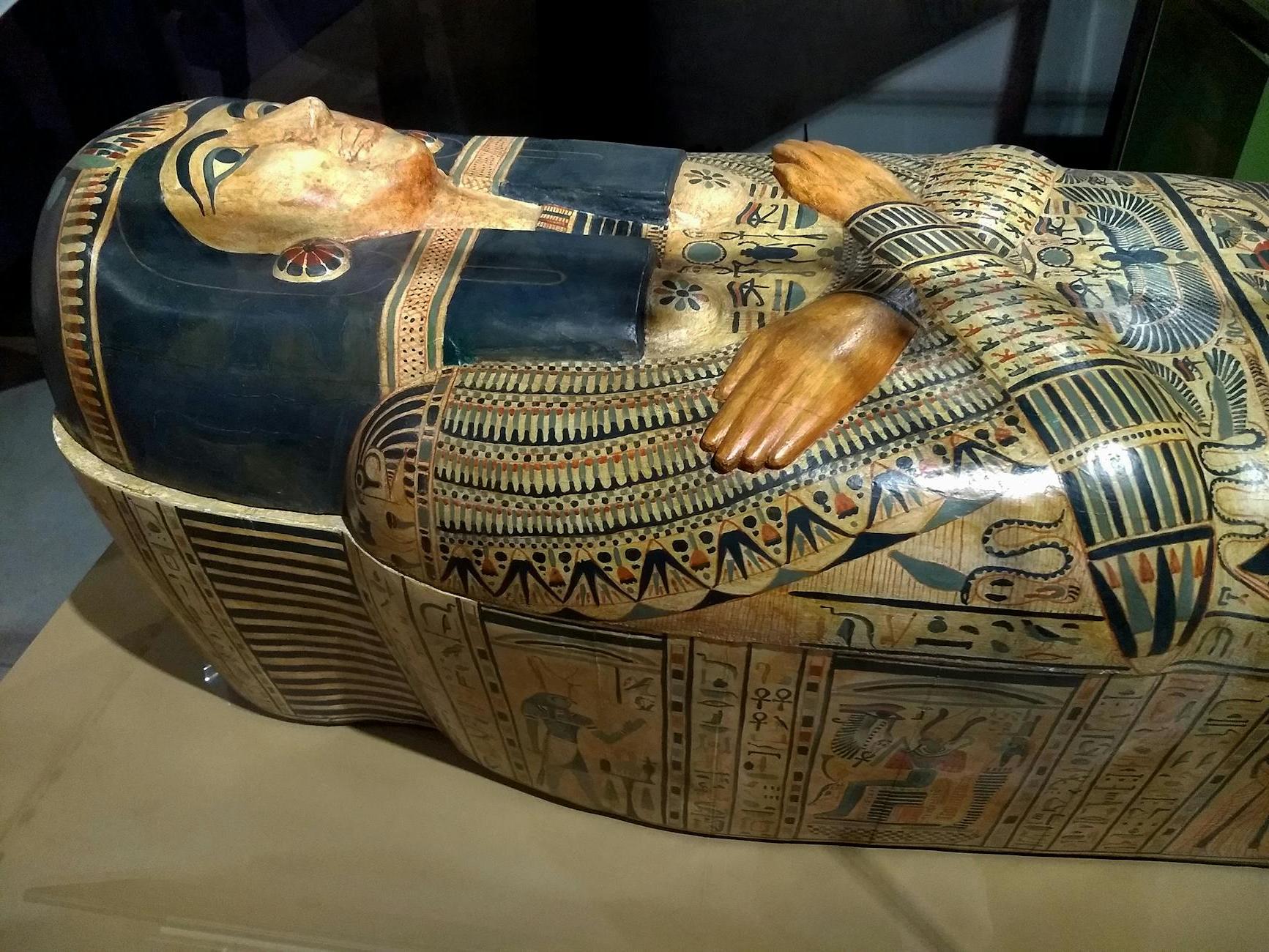 Blue and Brown Egyptian Coffin