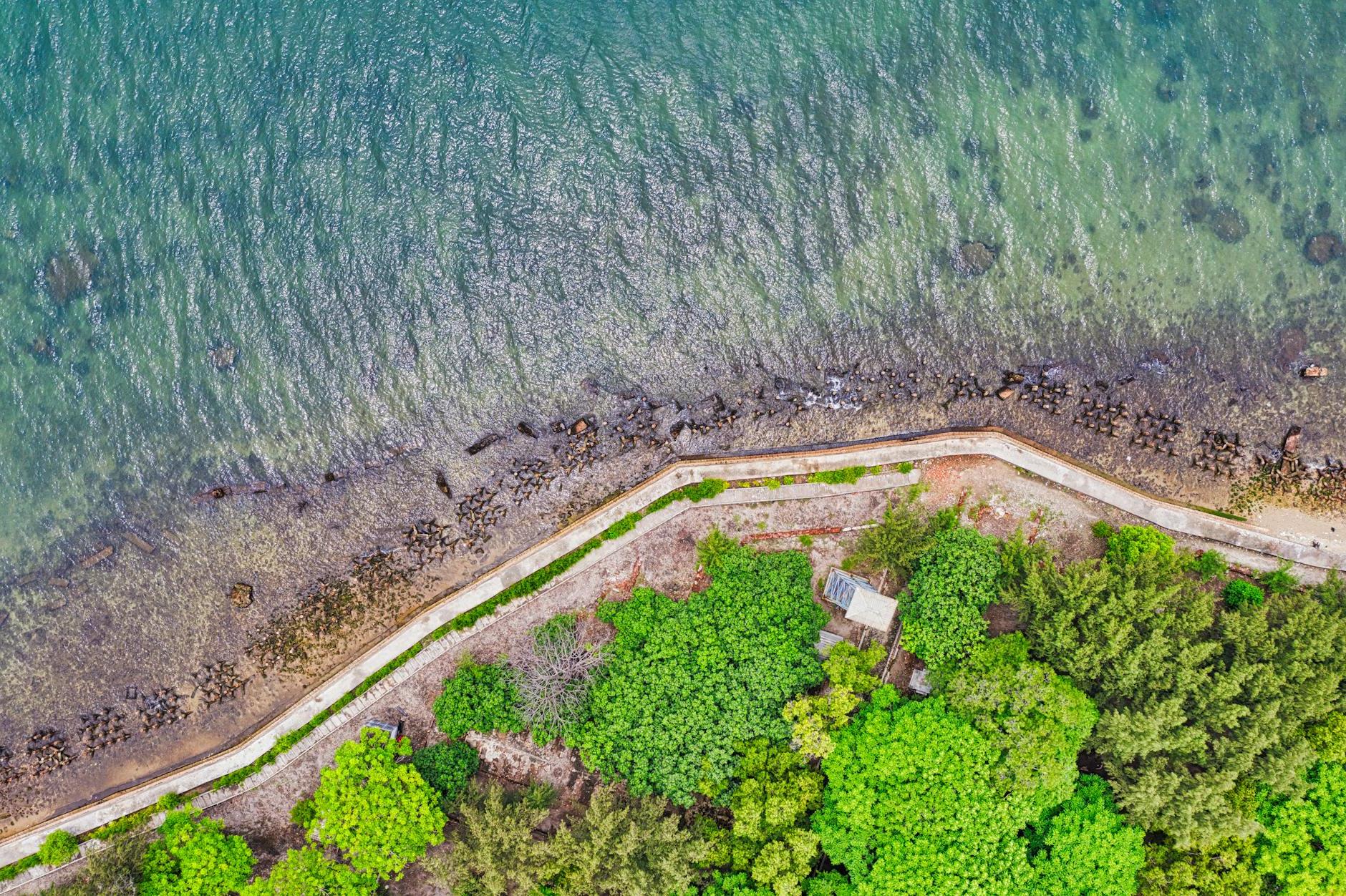 Top View Photo of Coastal Road