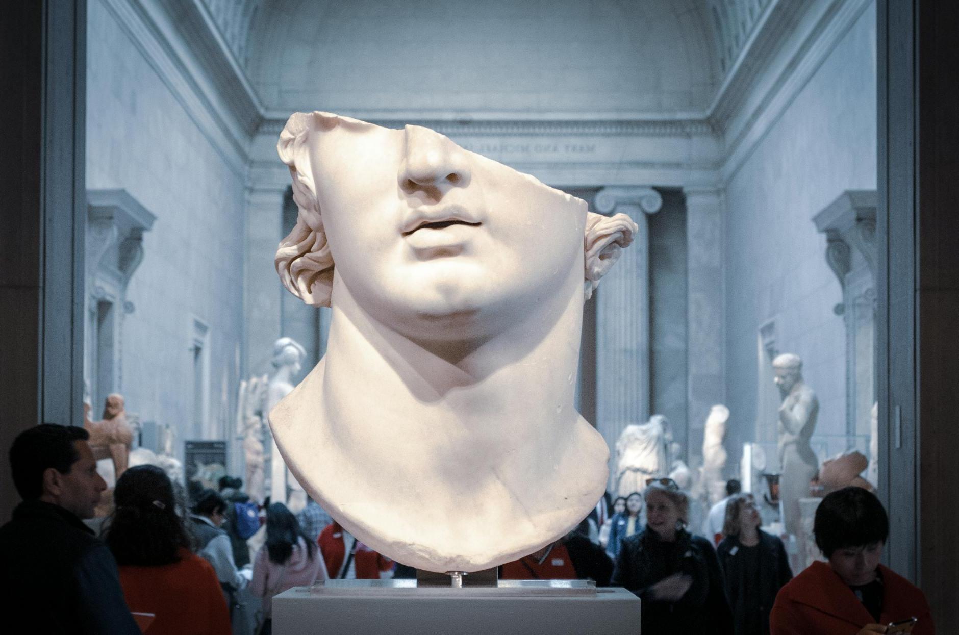 White Head Bust in Museum