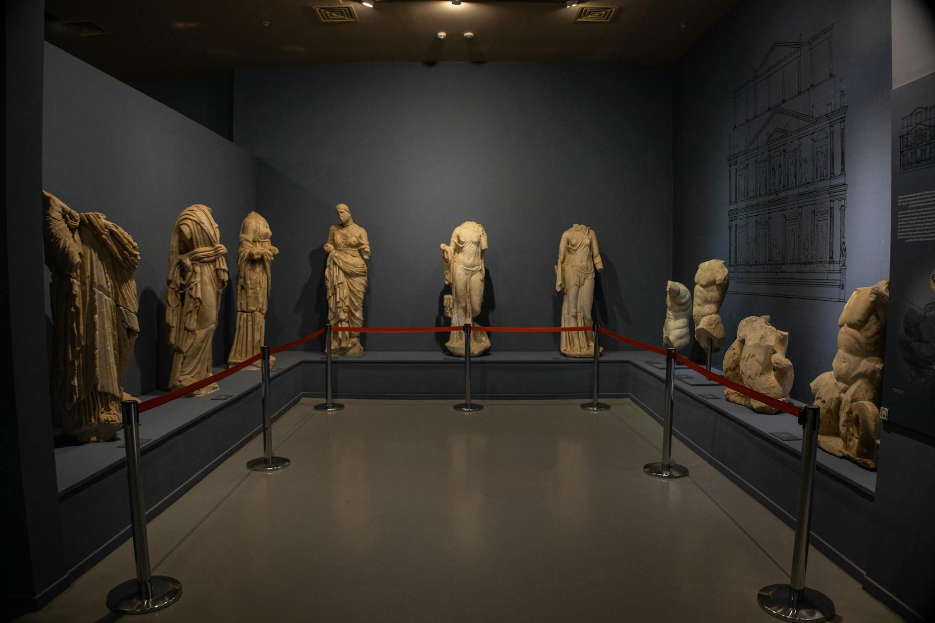 Ancient Greek Marble Sculptures on Display at the Ephesus Archaeological Museum