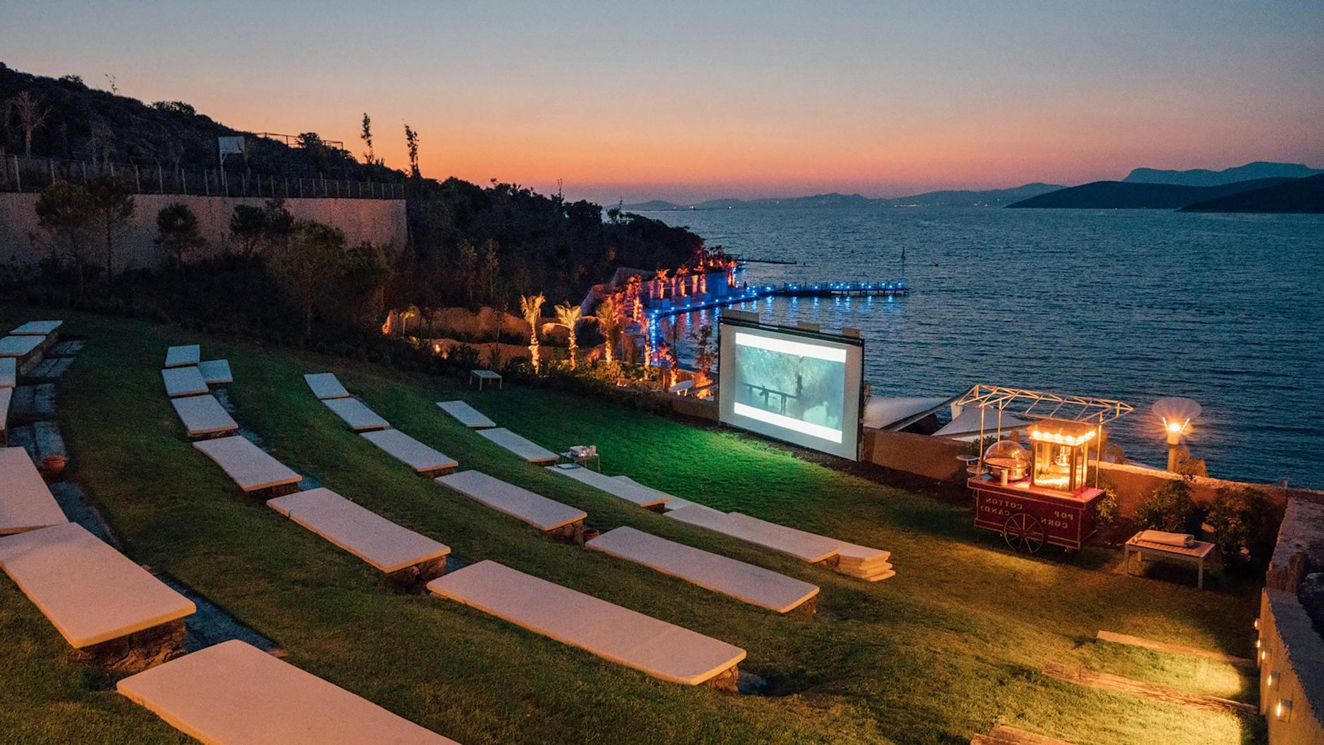 White Screen Projector by the Beach