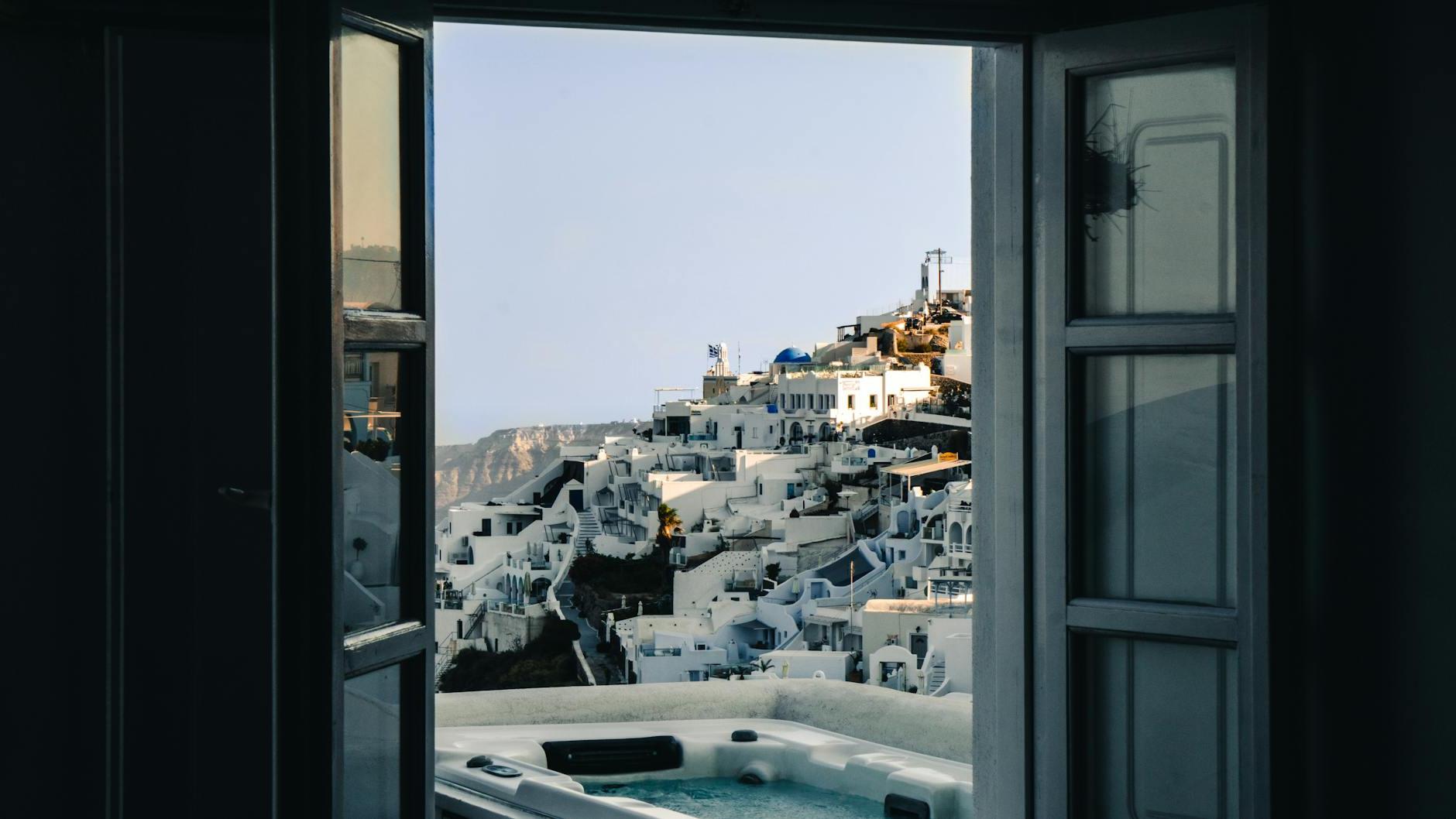 View Of Village From Gray Window