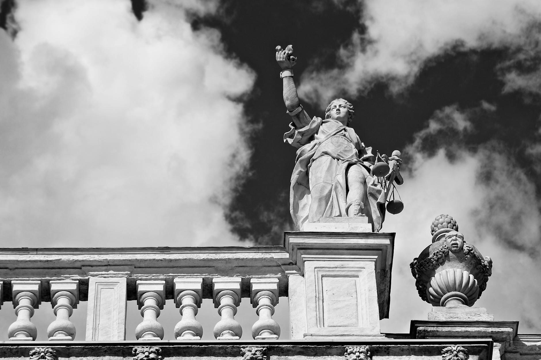 Monochrome Photo of a Statue