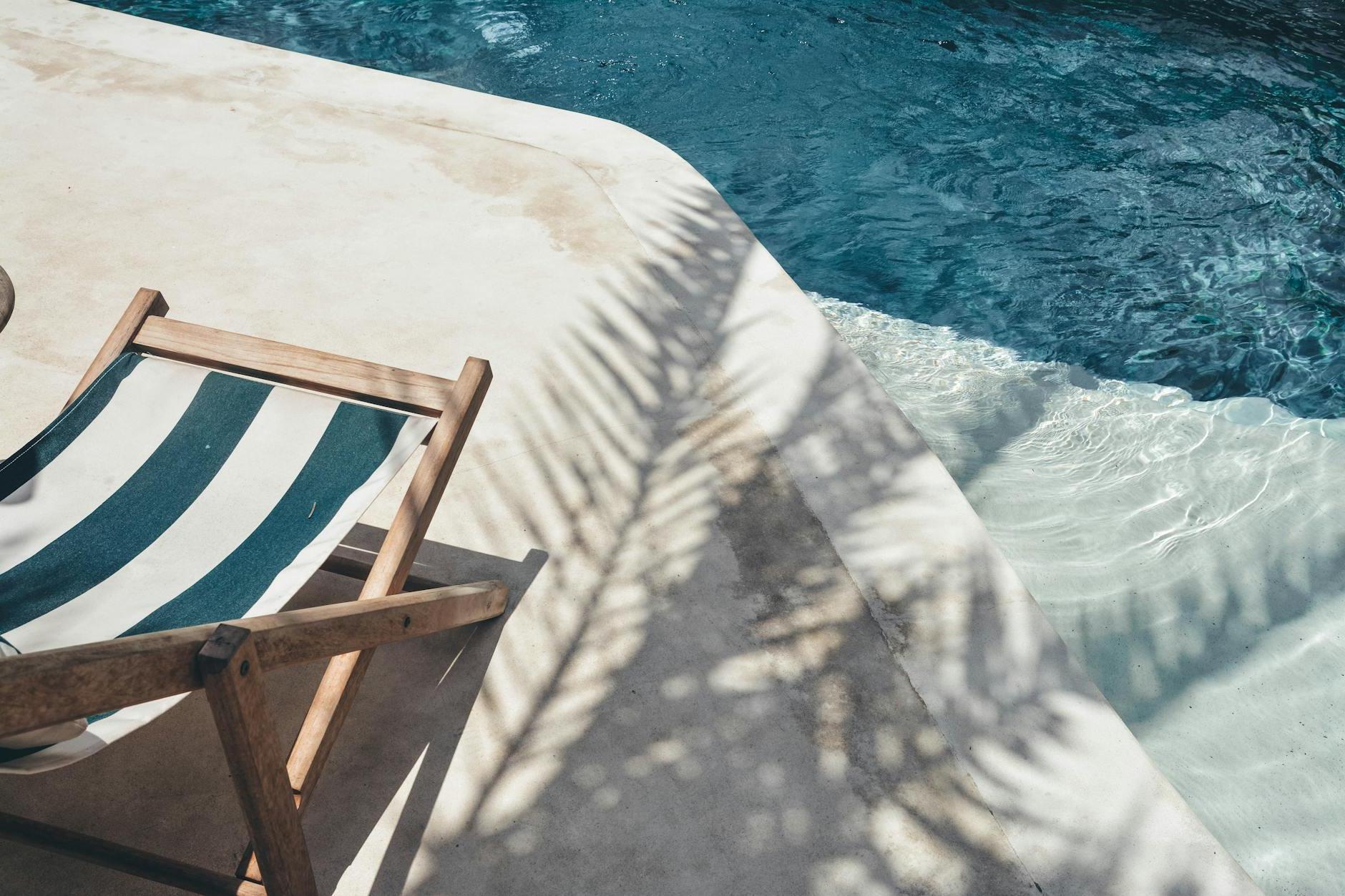 White and Green Striped Lounger Chair