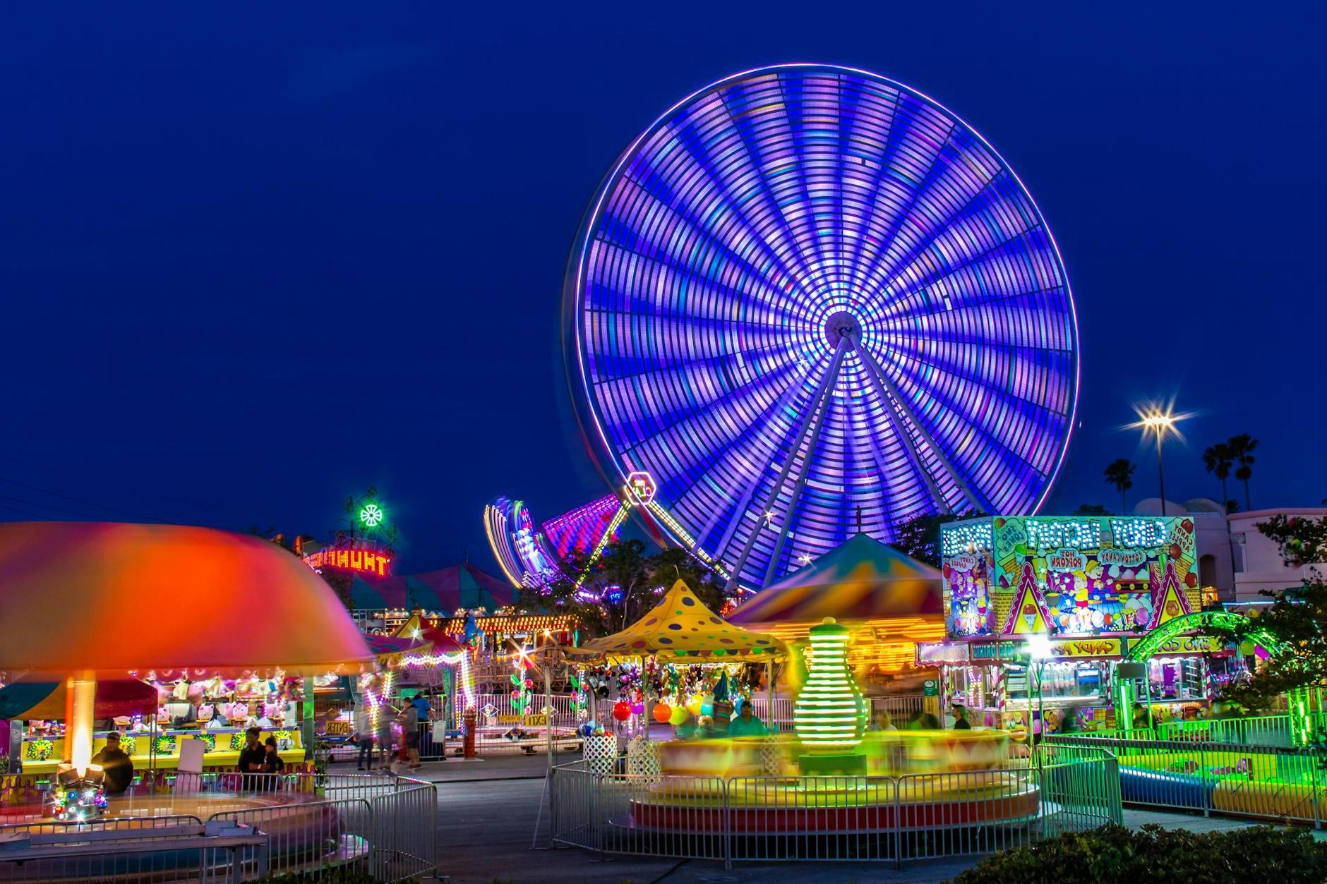 An Amusement Park At Night