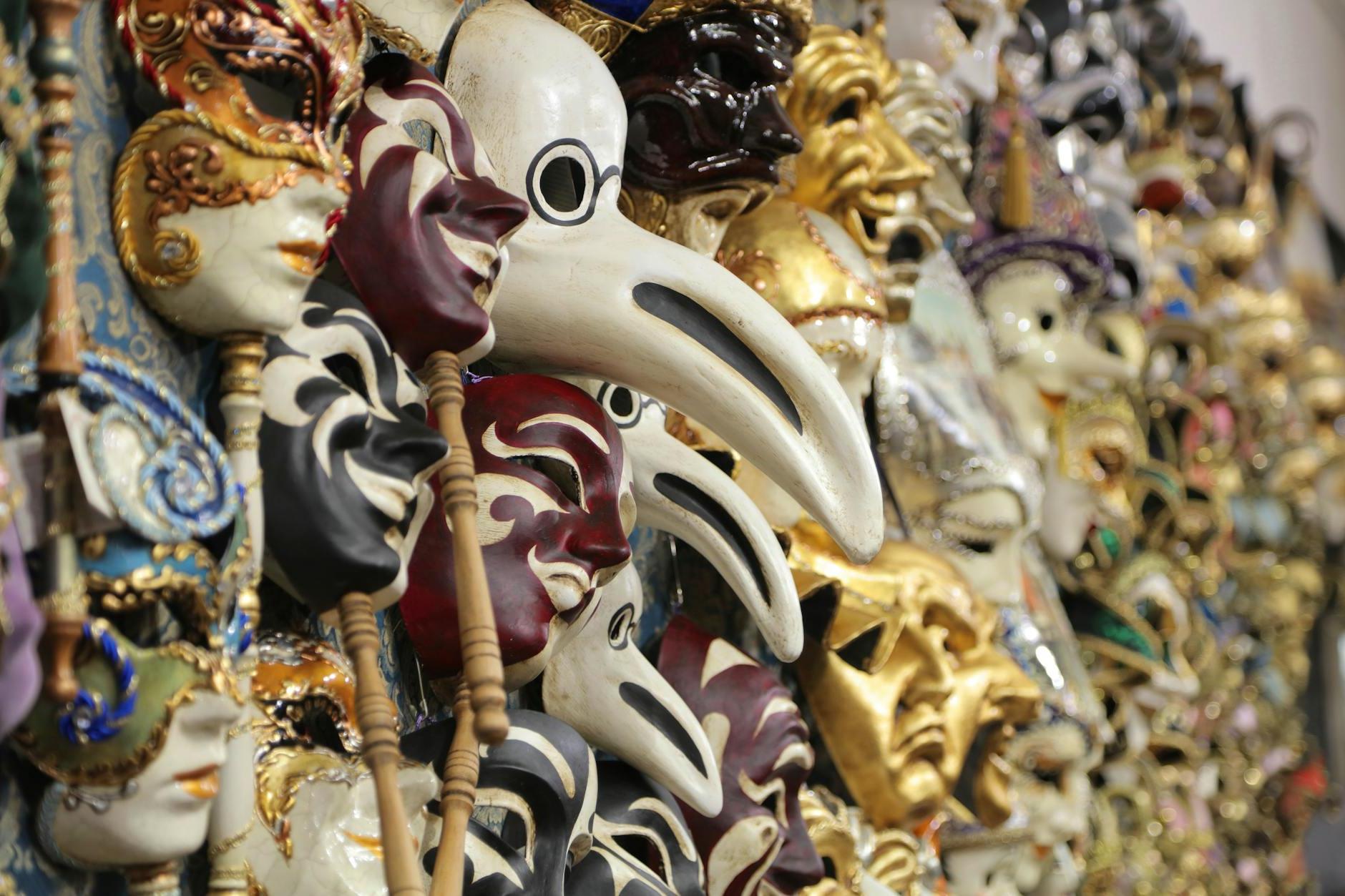 Venetian traditional masks for sale in stall