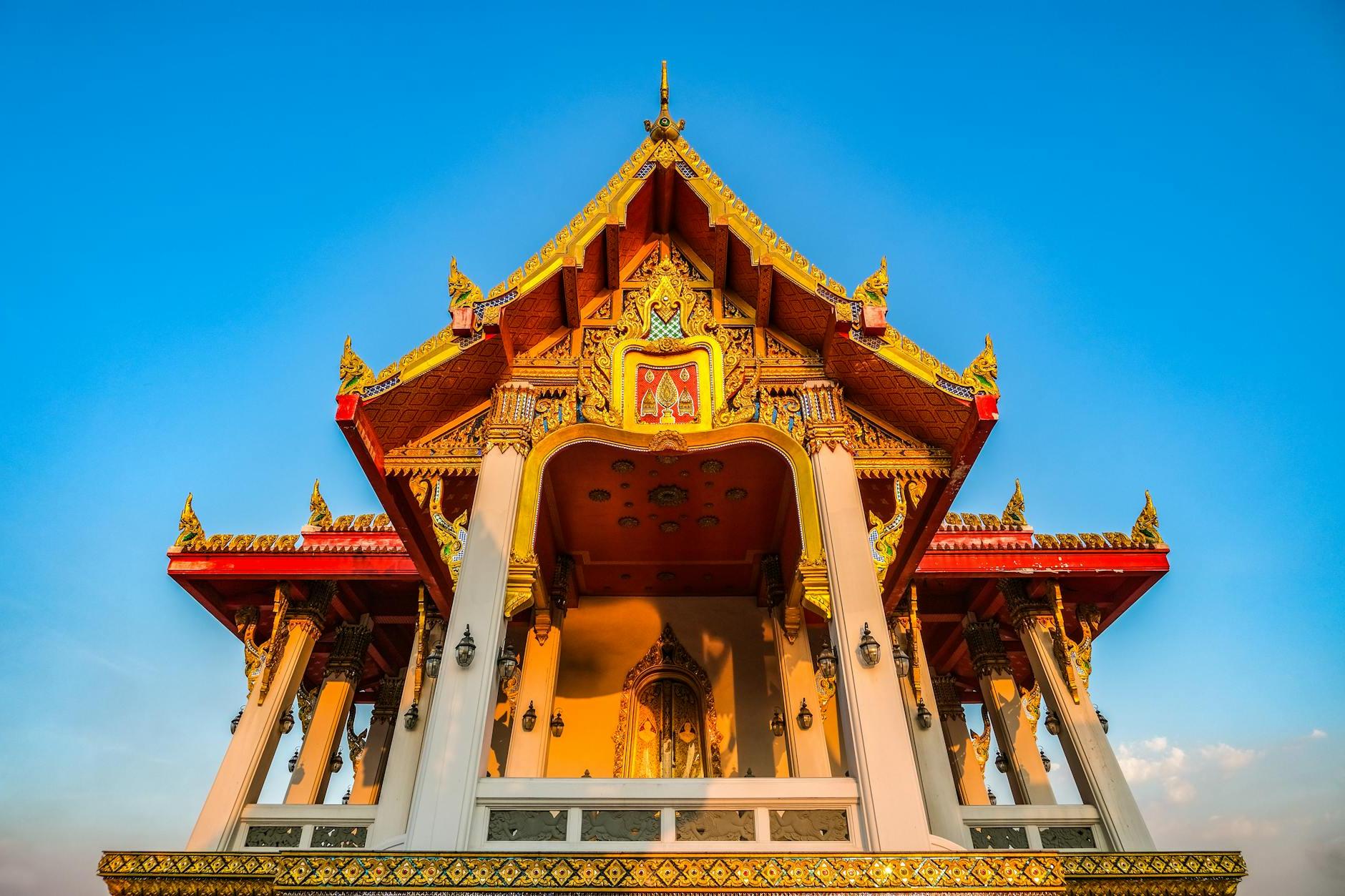 Thai Temple Under Blue Sky