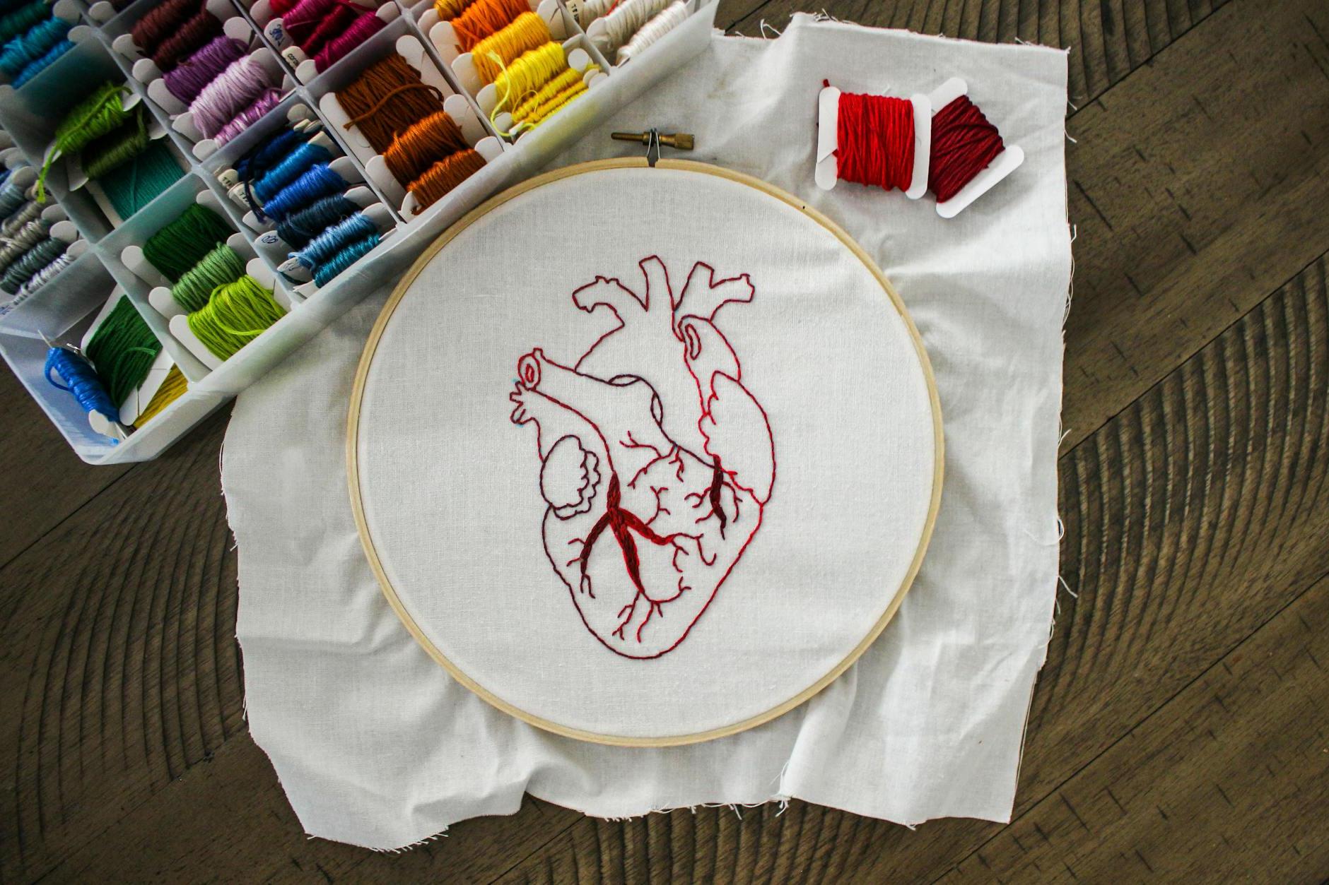 Heart Design Of Handmade Embroidery