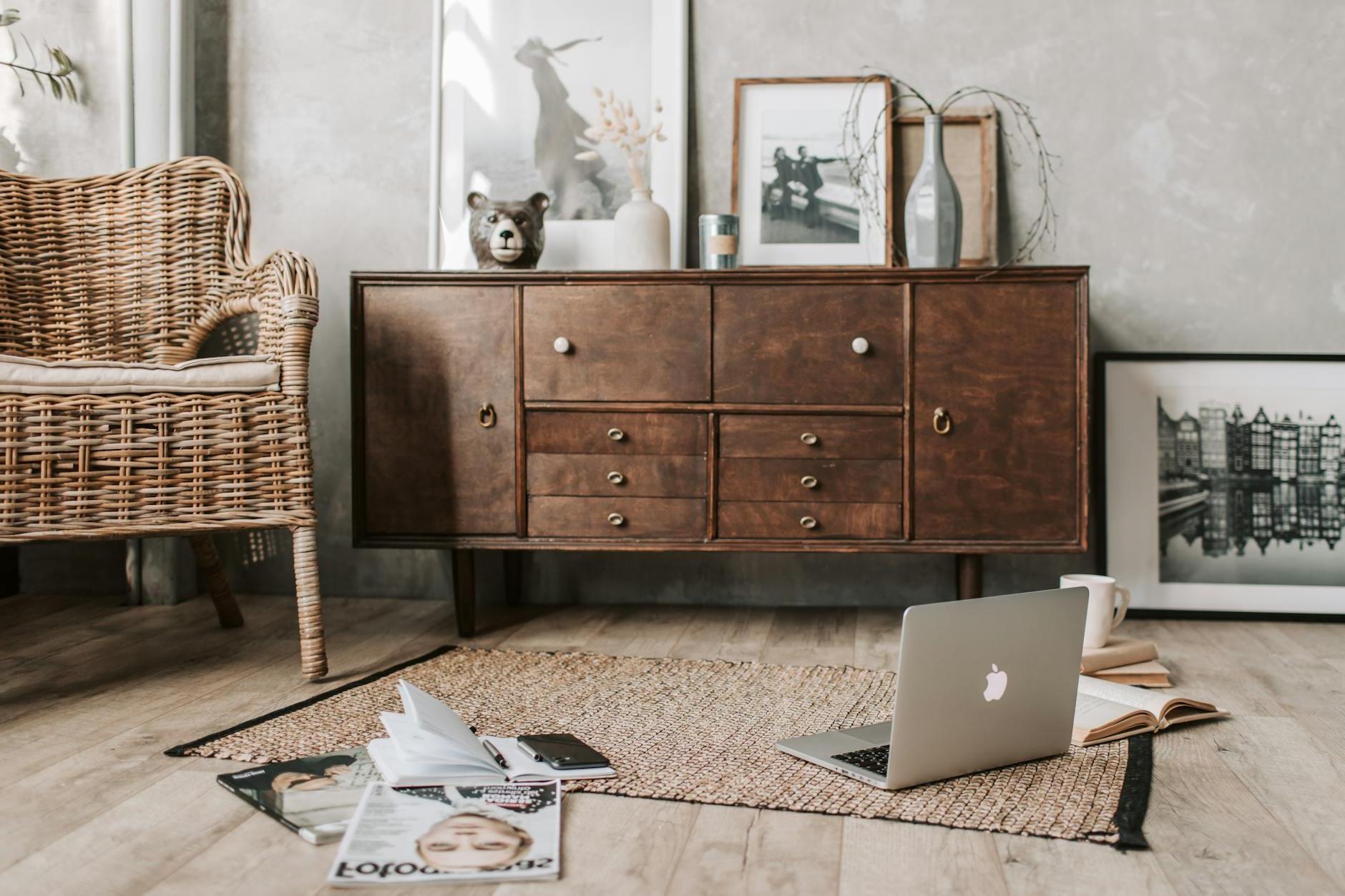 Living Room With Rustic Theme