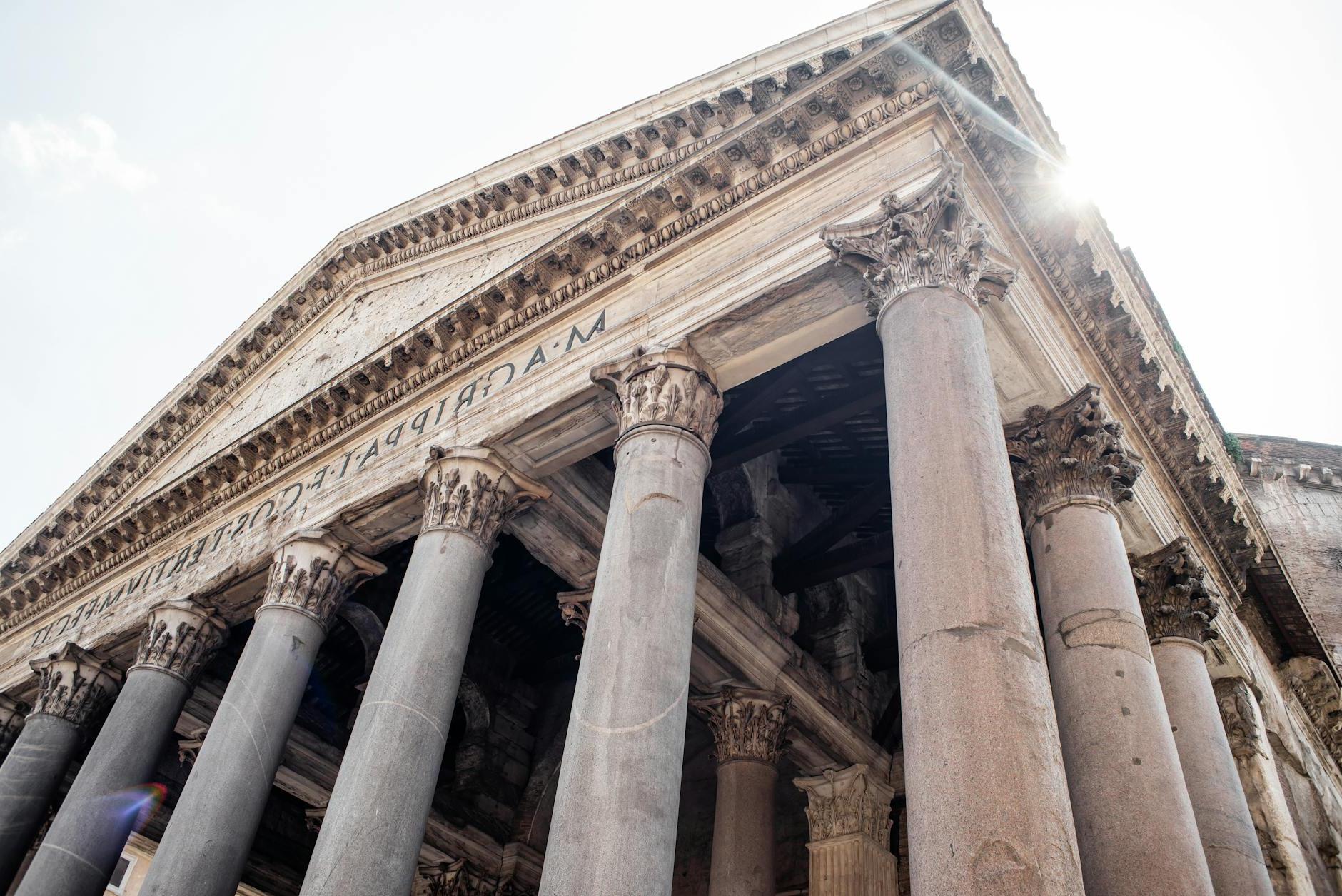 Facade of amazing antique Pantheon in Rome