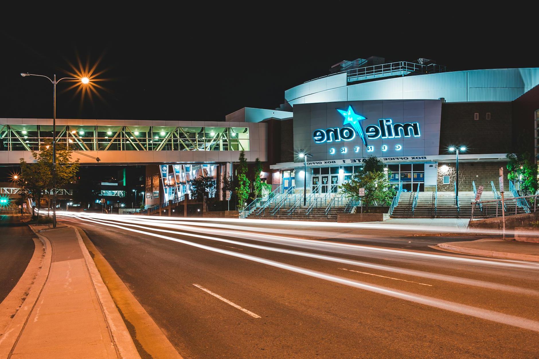 City road running near modern shopping mall