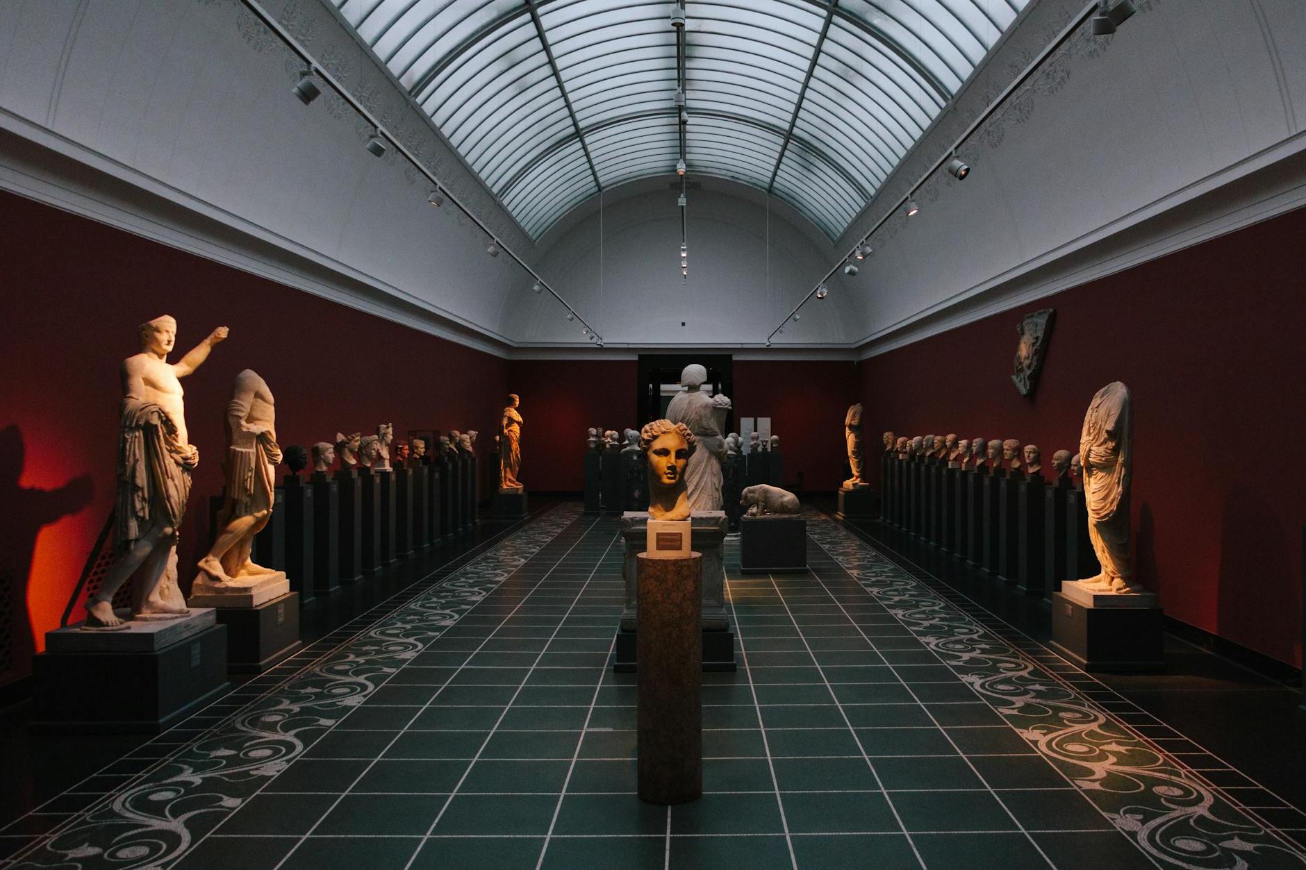 Sculptures inside a Museum