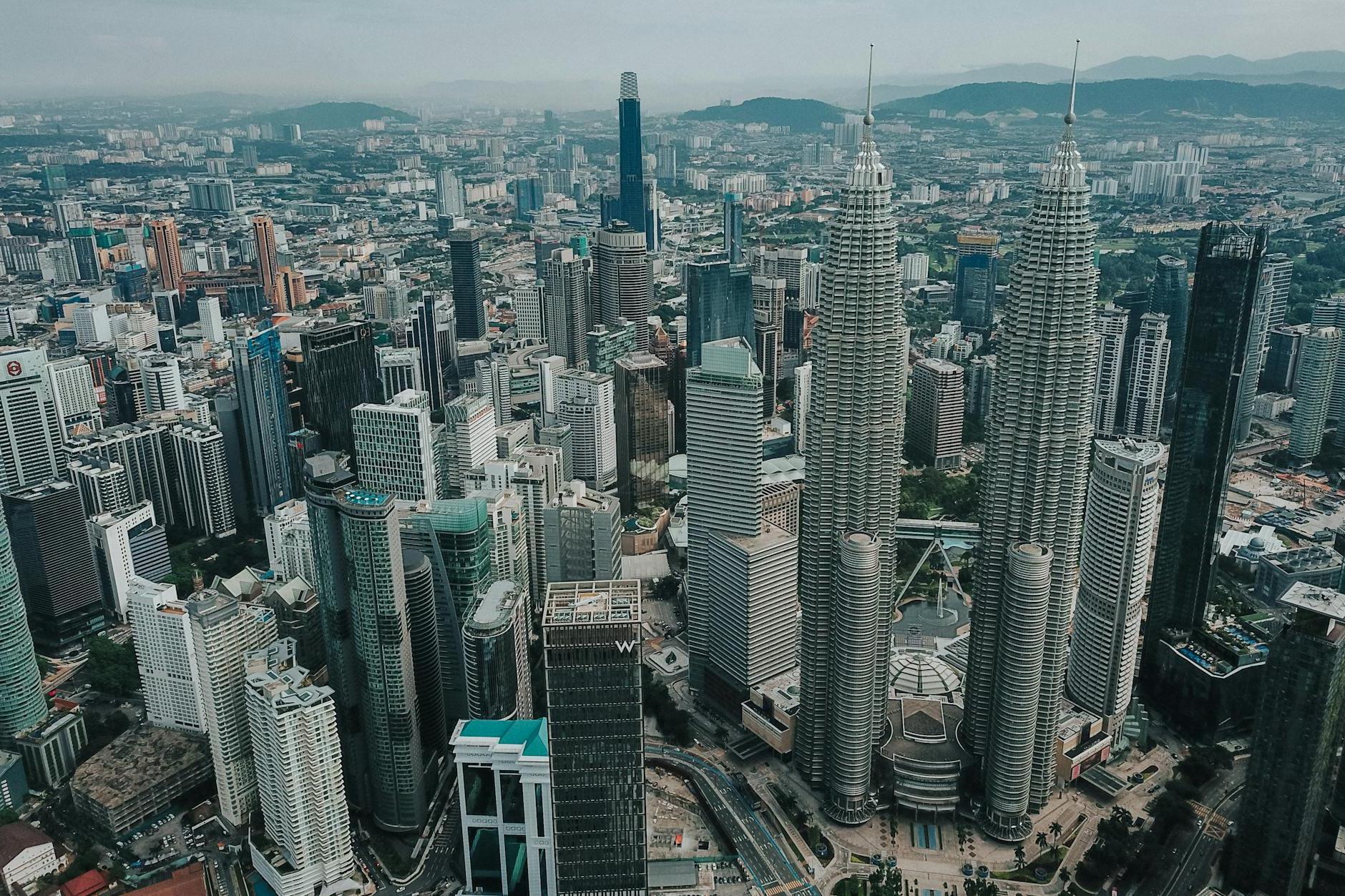 Modern metropolis with glass skyscrapers and futuristic architecture