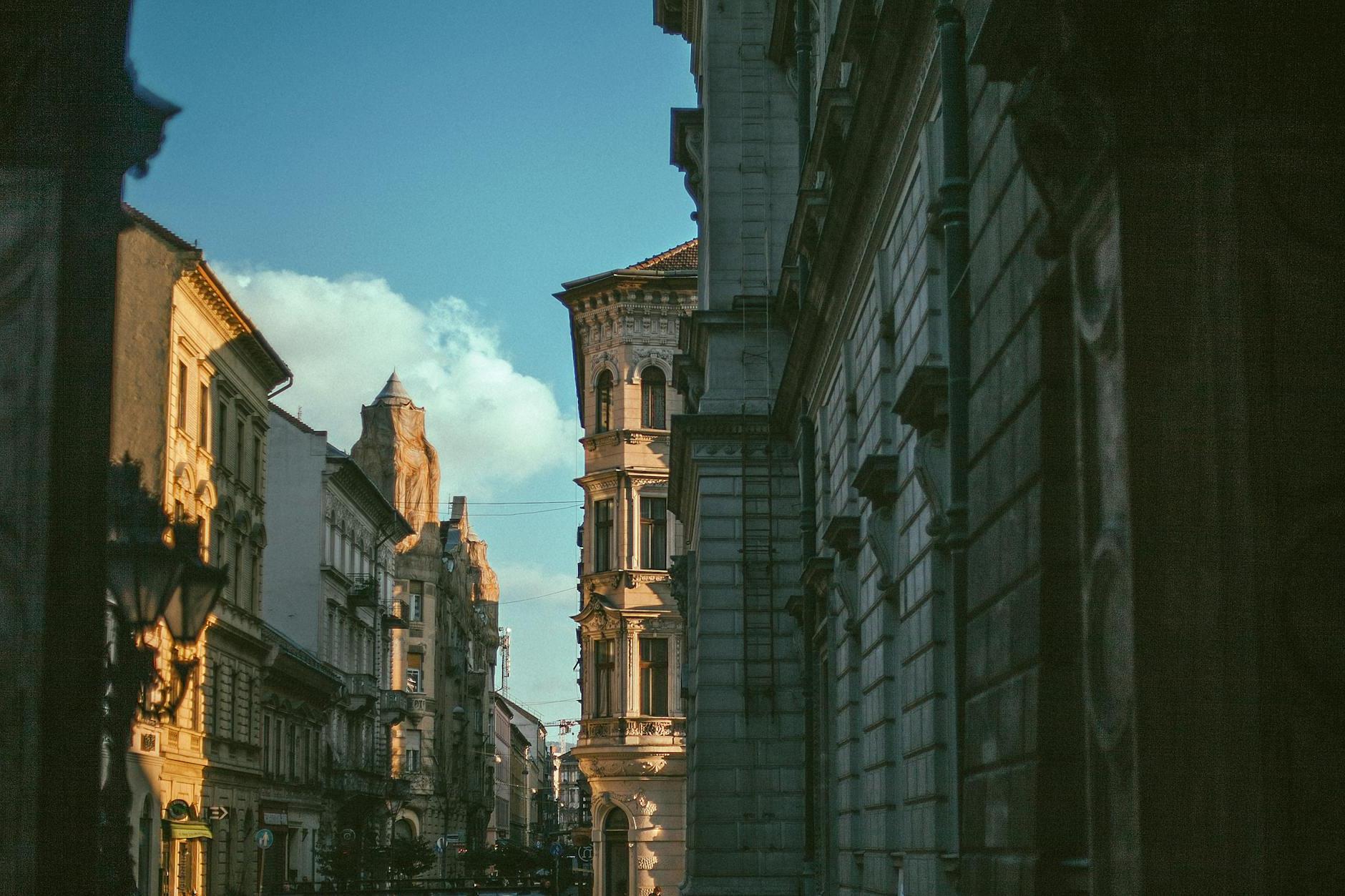 Street with classic buildings in city