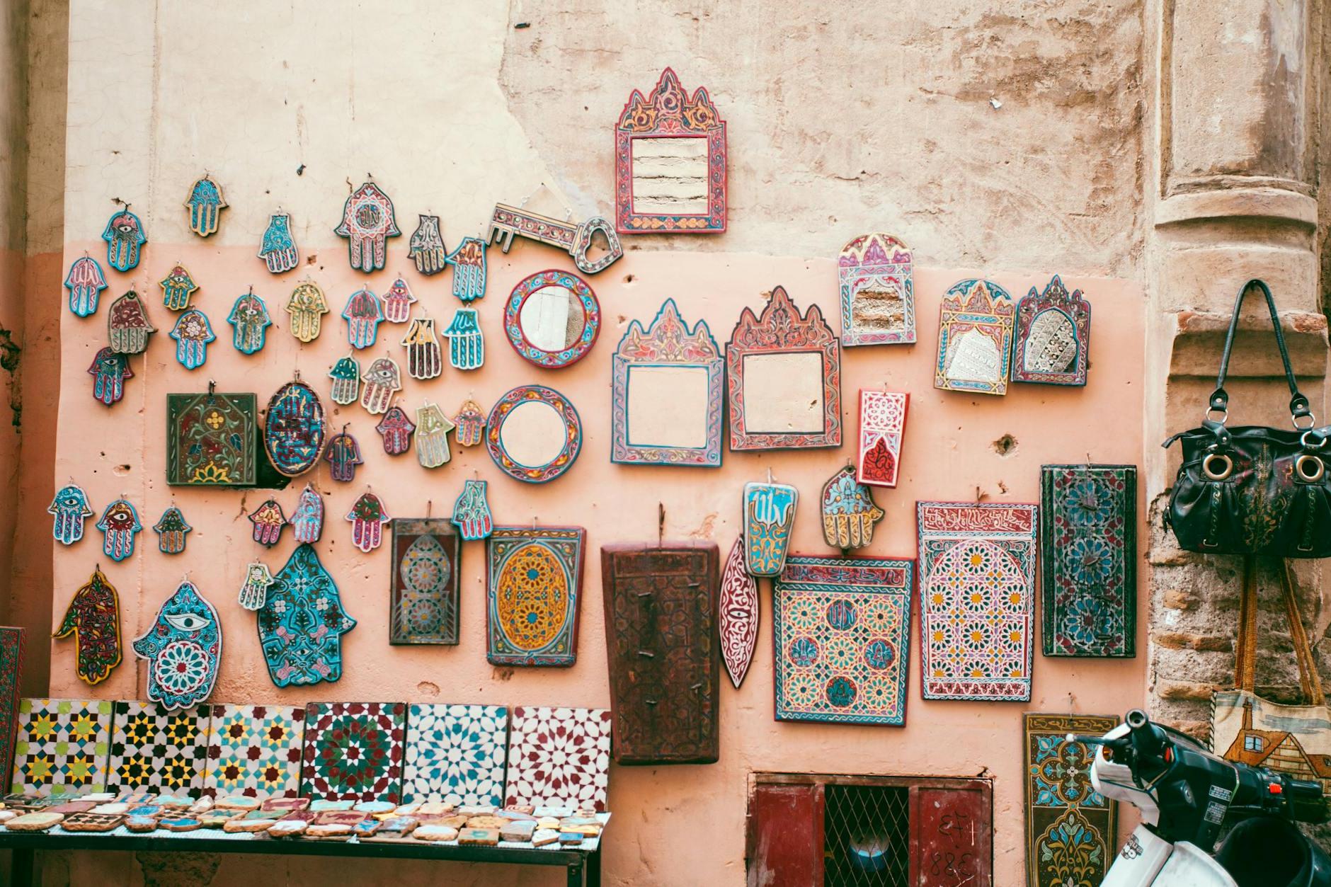 Traditional oriental decorative souvenirs presented in local market