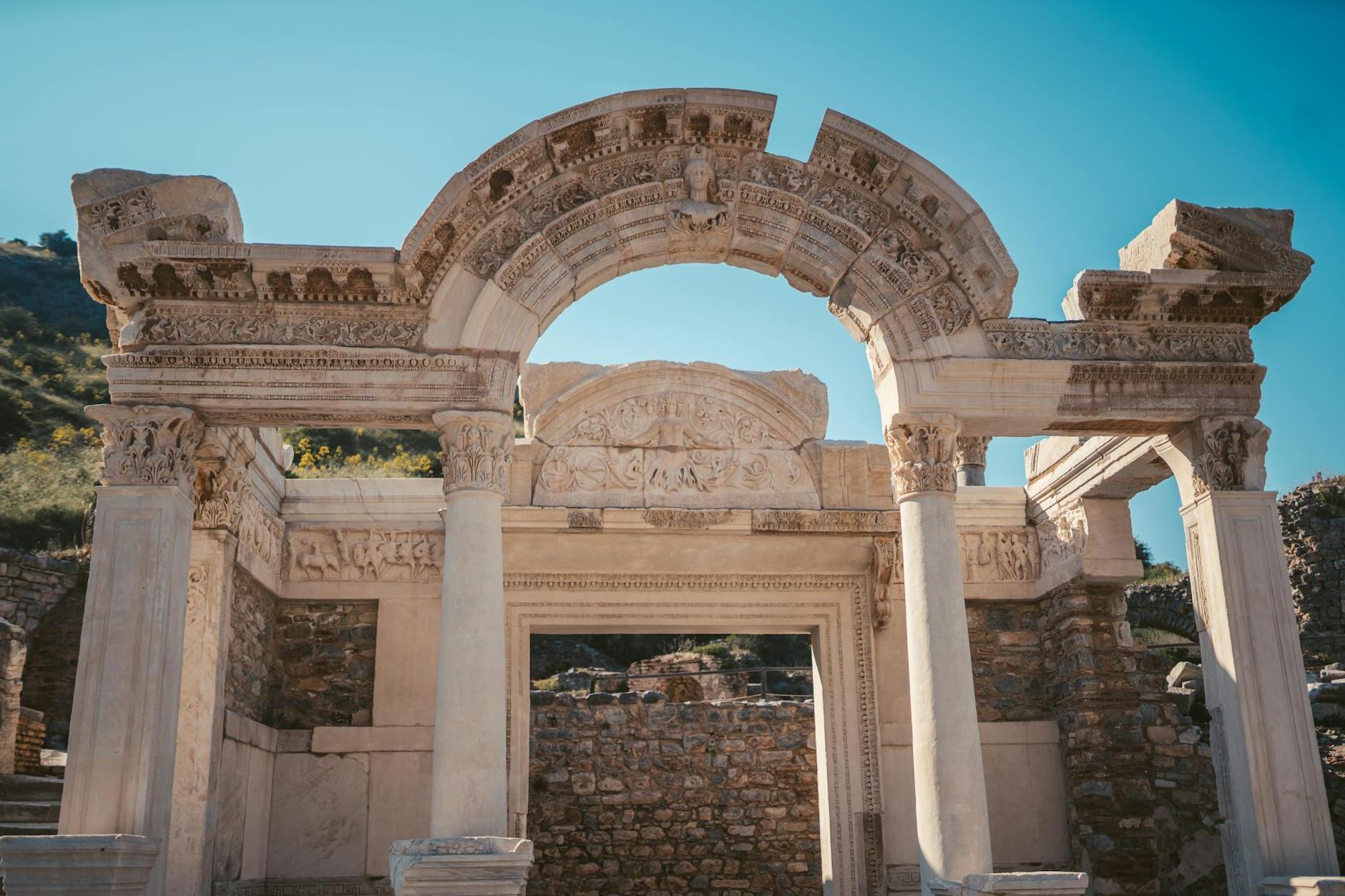 Temple of Hadrian in Ancient City of Ephesus Located in Modern Turkey 