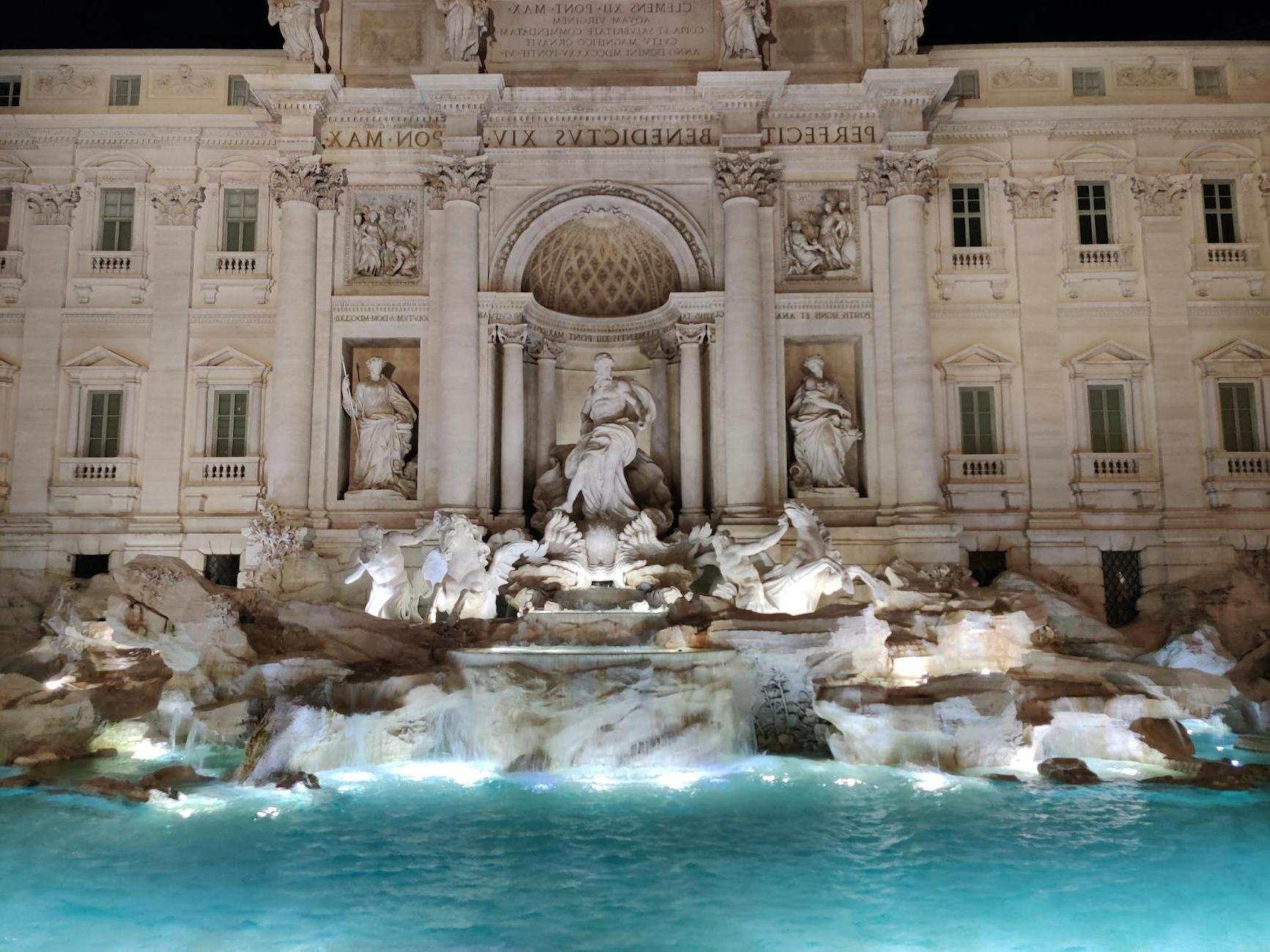 The Famous Trevi Fountain in Rome, Italy at Nighttime