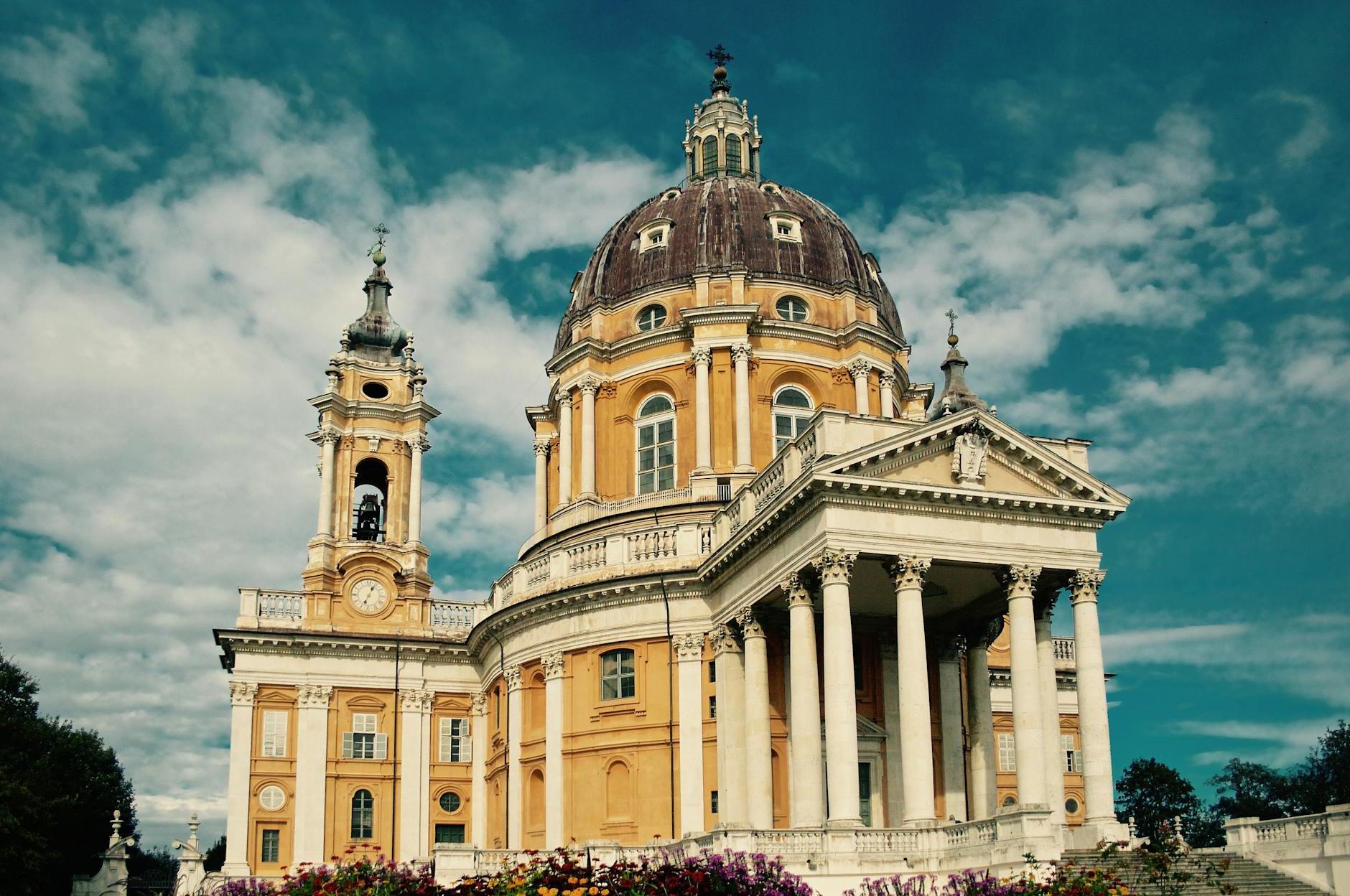 Basilica of Superga Under White Clouds