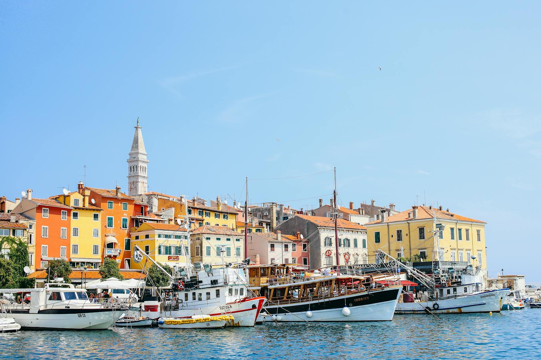 The Pastel Colored Buildings in Portofino Village in Genoa, Italy