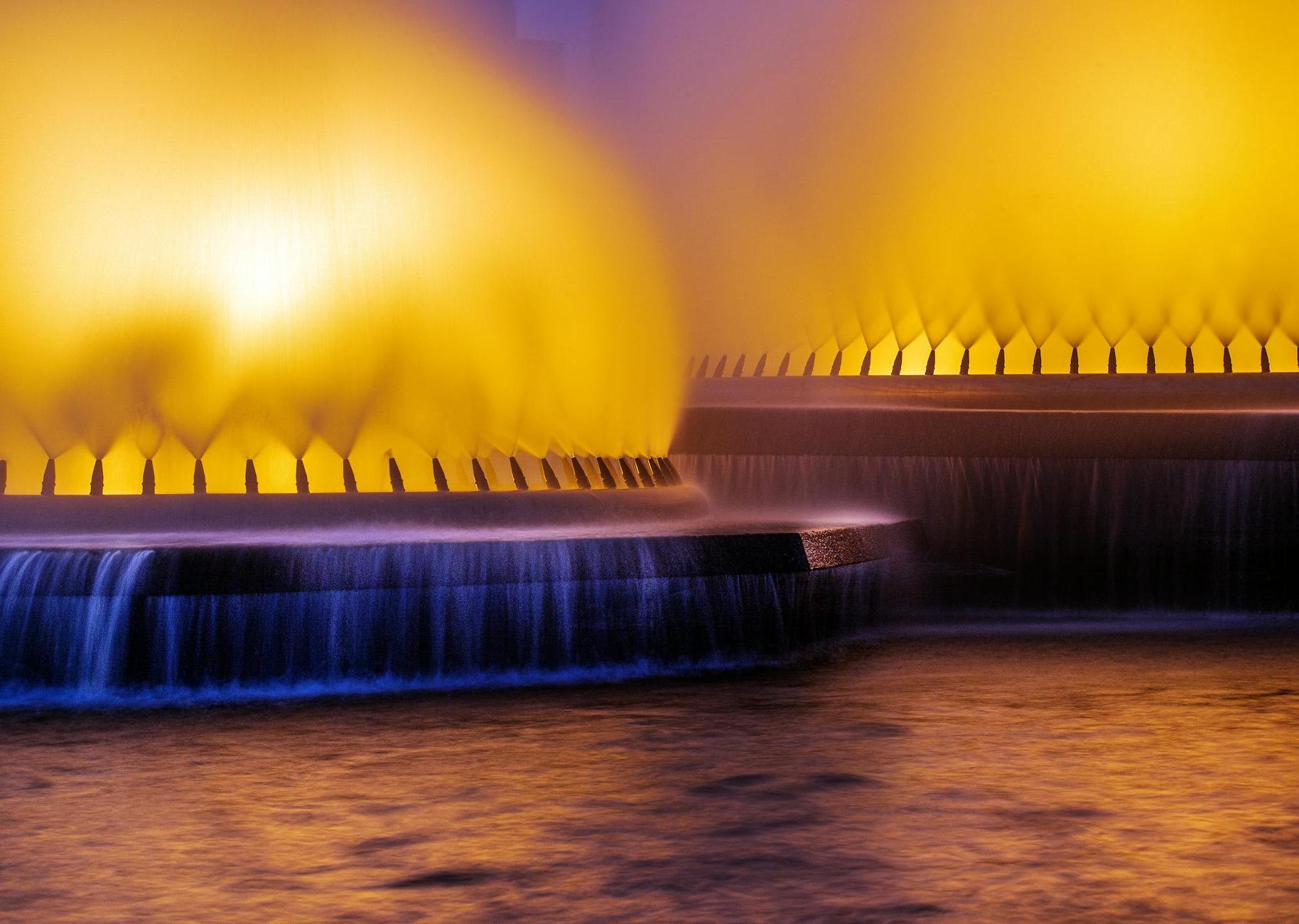 Fountains Illuminated at Night