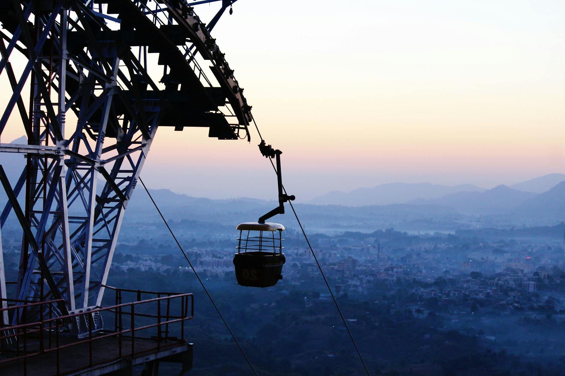 Bird's-eye View Photography of Cable Car