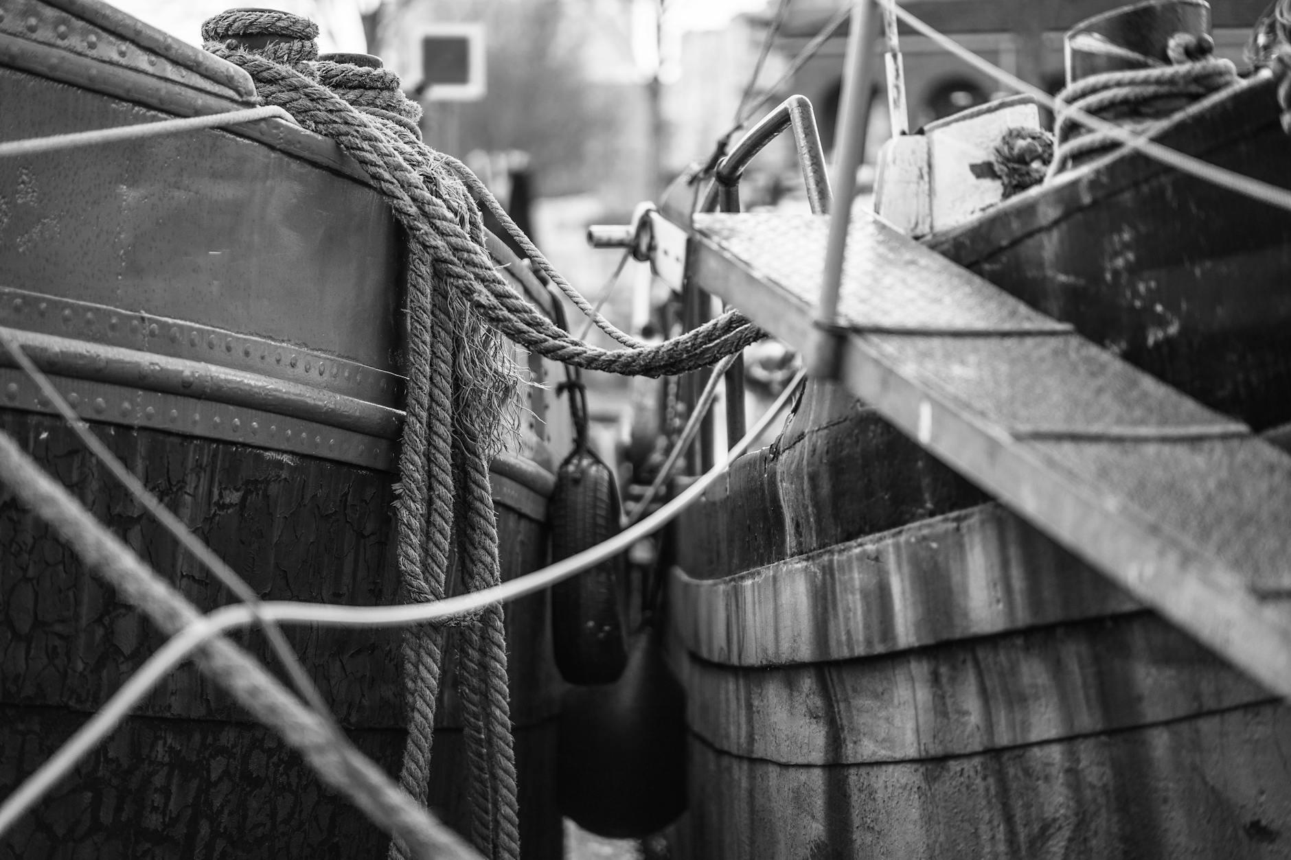 Ropes on Boats in Port