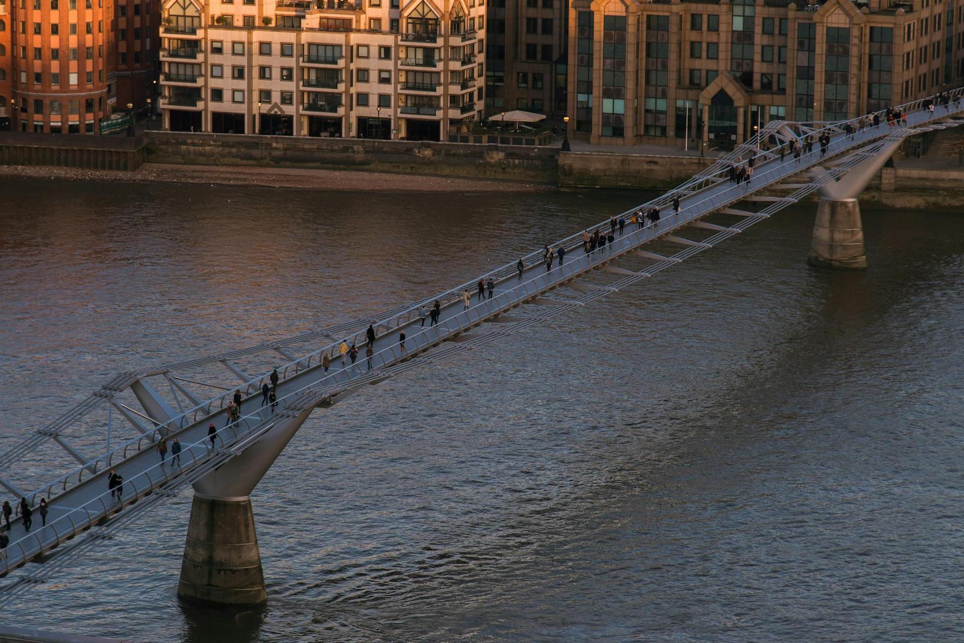 Millennium bridge over rippling river