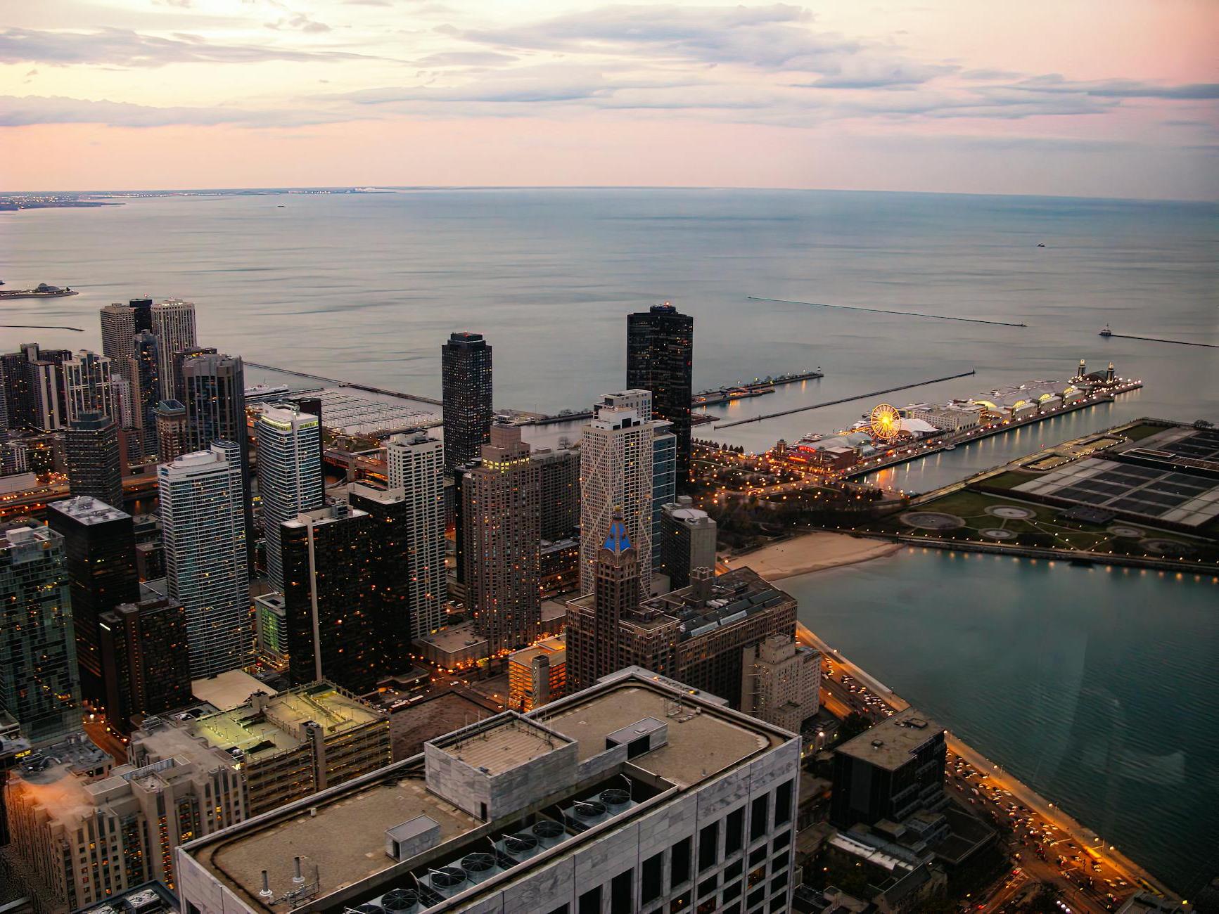 Aerial View of City Buildings in Chicago Illinois