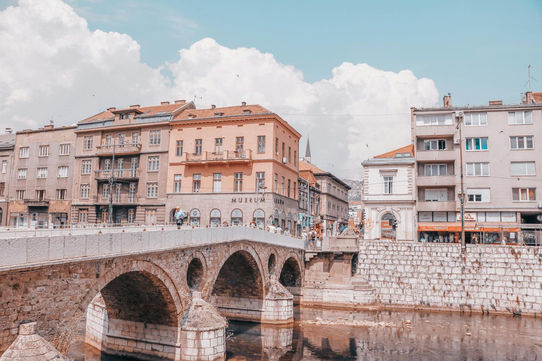 The Latin Bridge Over the River Miljacka in Saravejo, Bosnia and Herzegovina