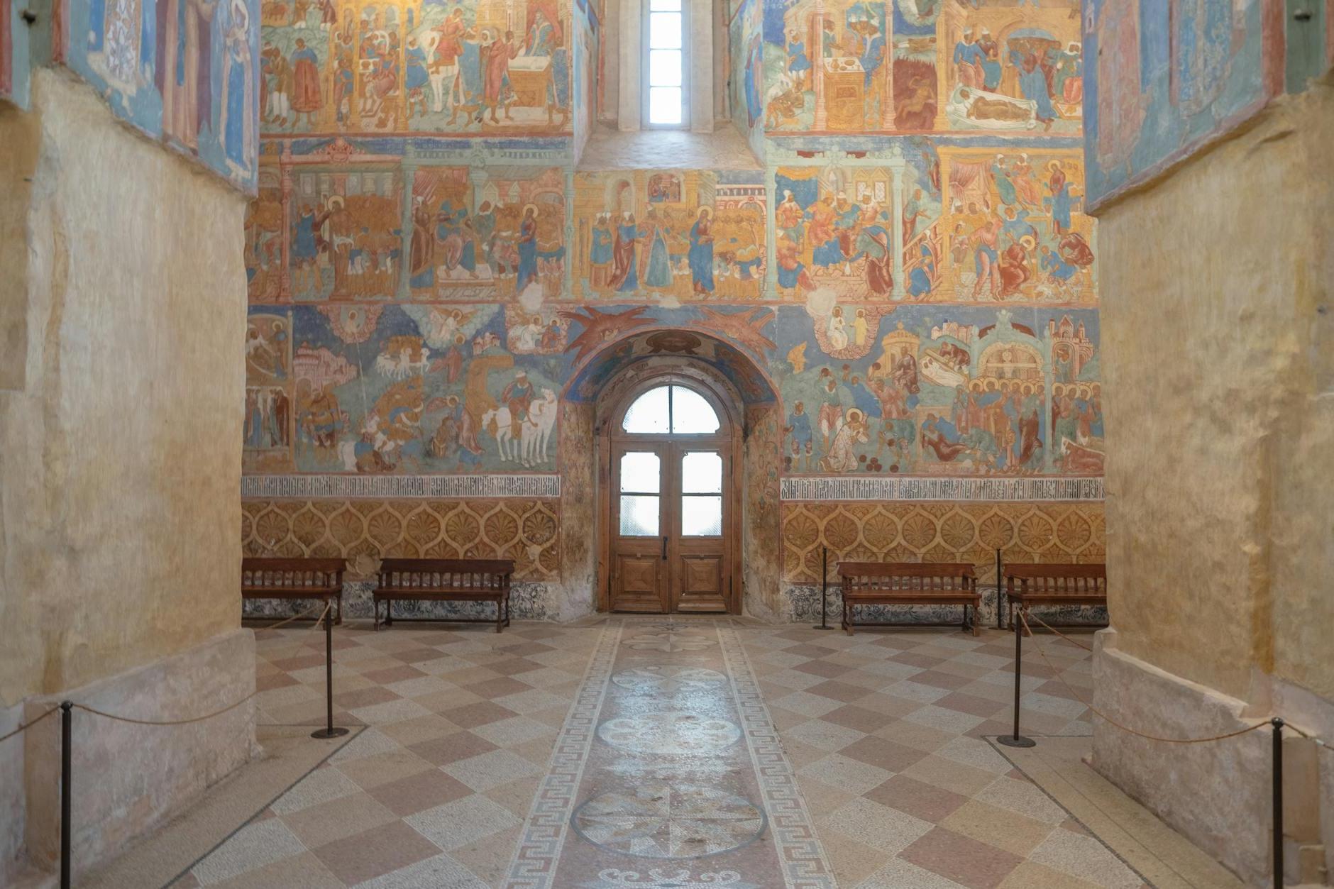 Frescoes on a Wall inside a Church