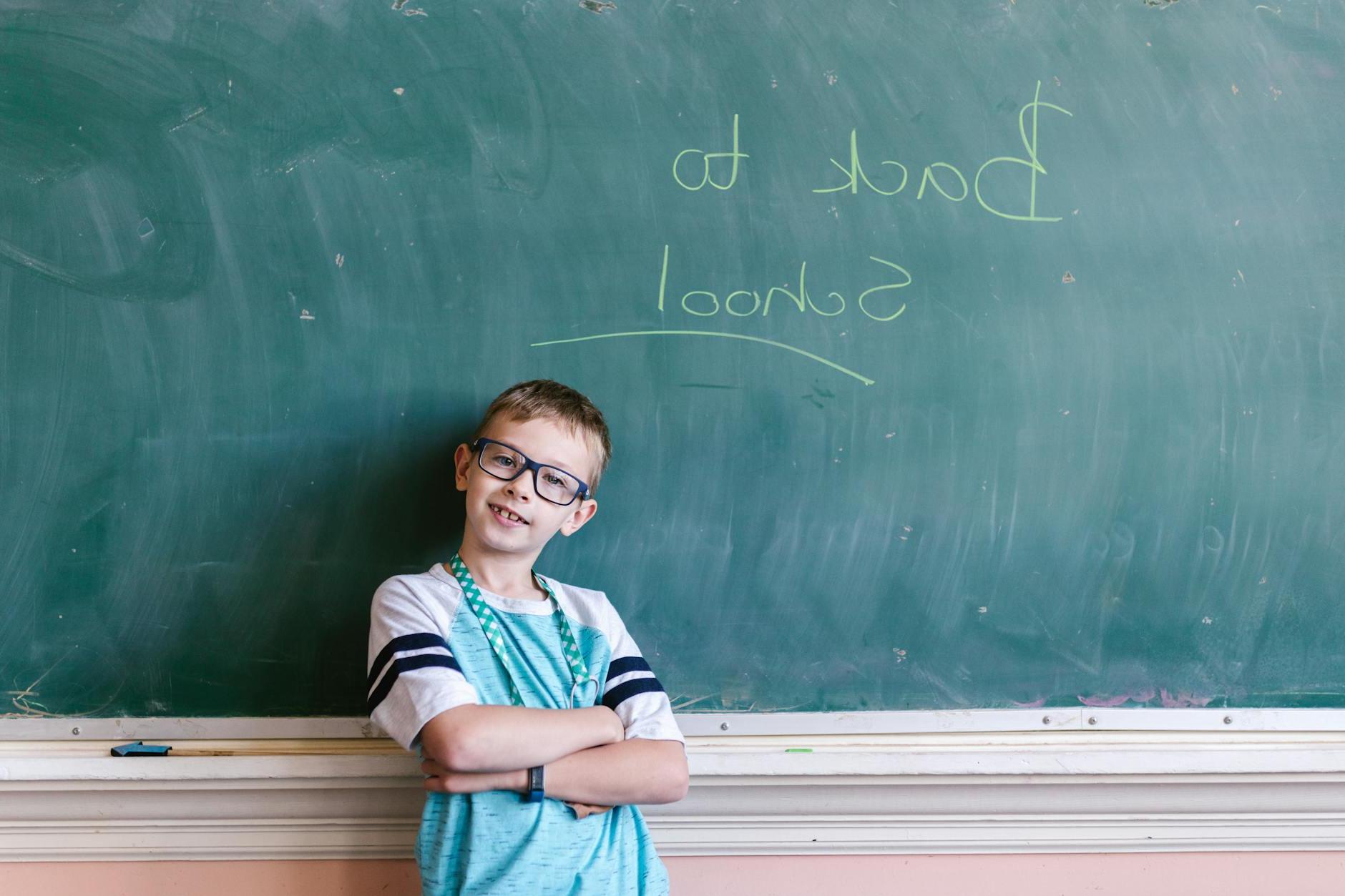 Boy Leaning on the Blackboard