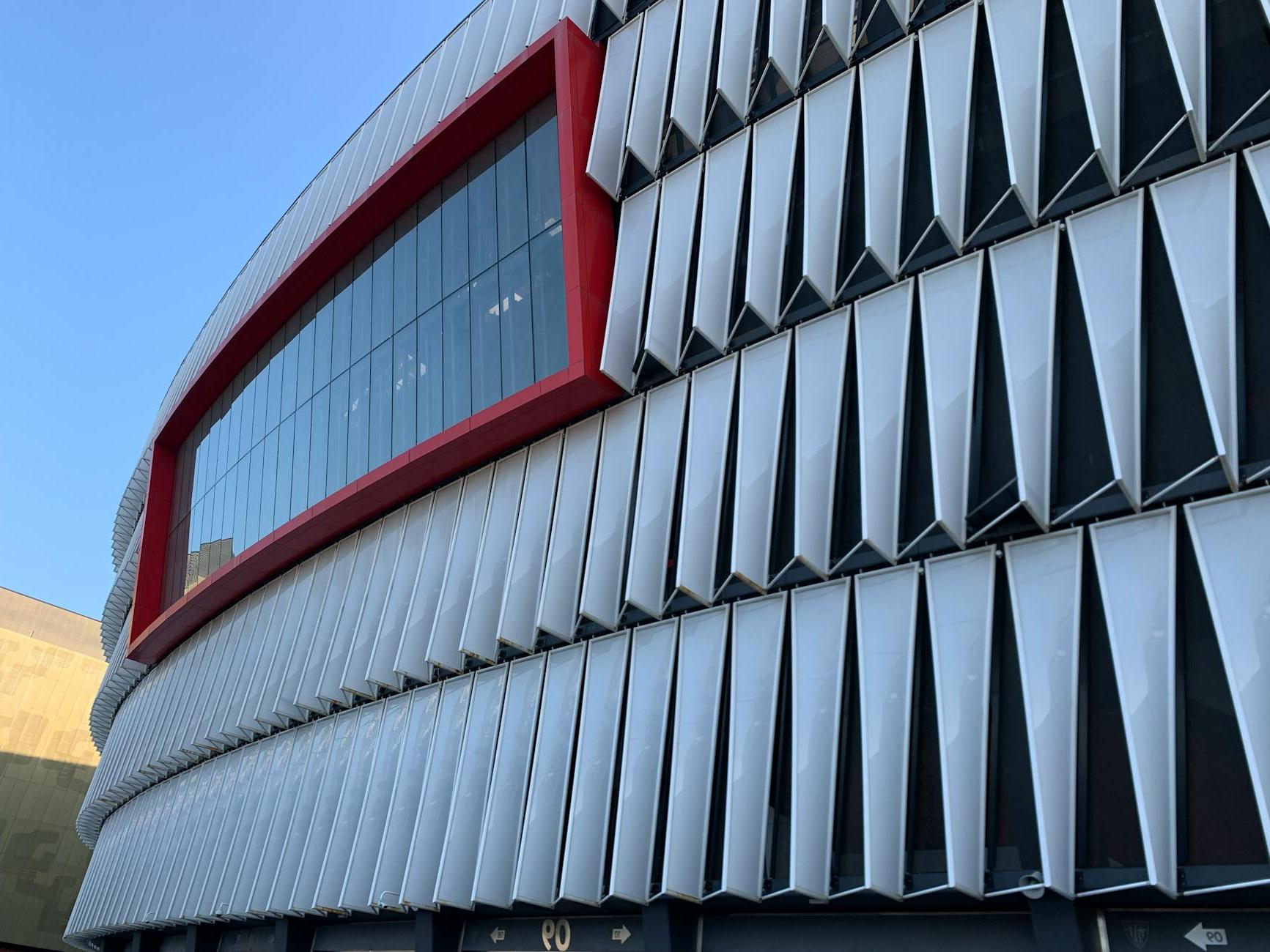 Facade of San Mames Football Stadium in Spain