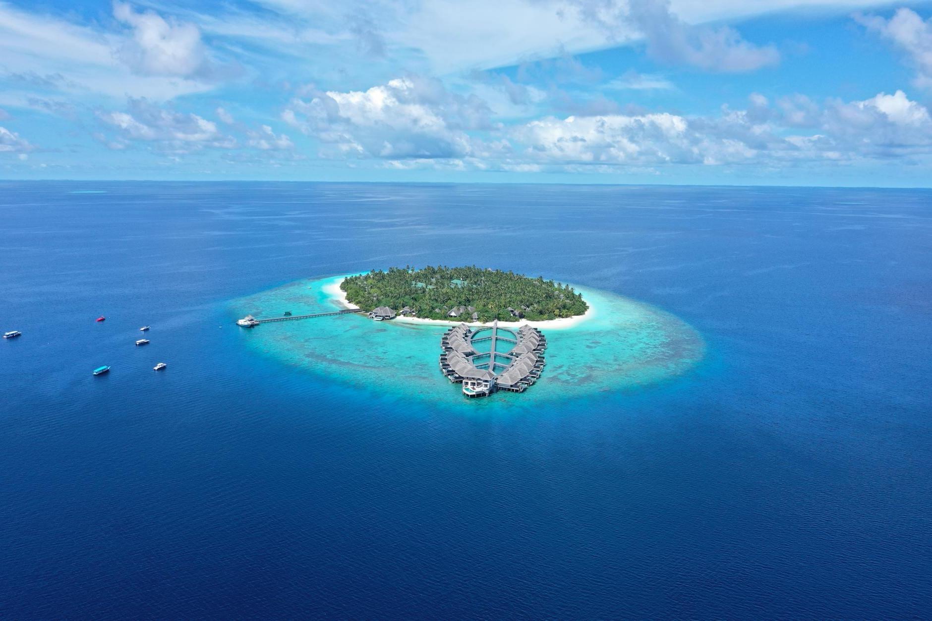 Drone Shot of a Private Island in the Middle of the Sea