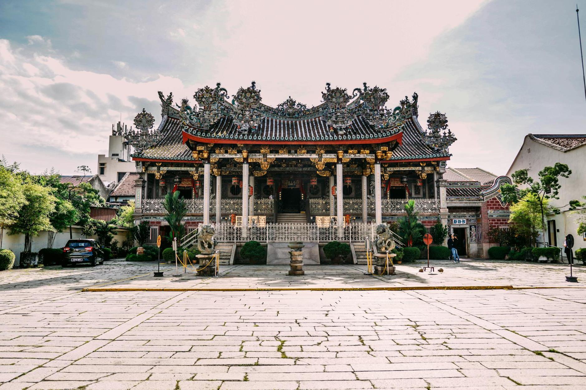 Khoo Kongsi Temple Under White Sky in Penang, Malaysia