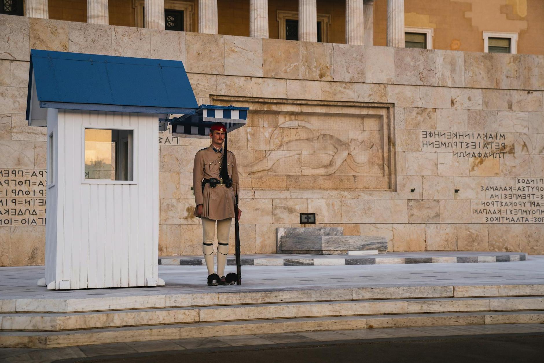 A Soldier on Guard at a Monument