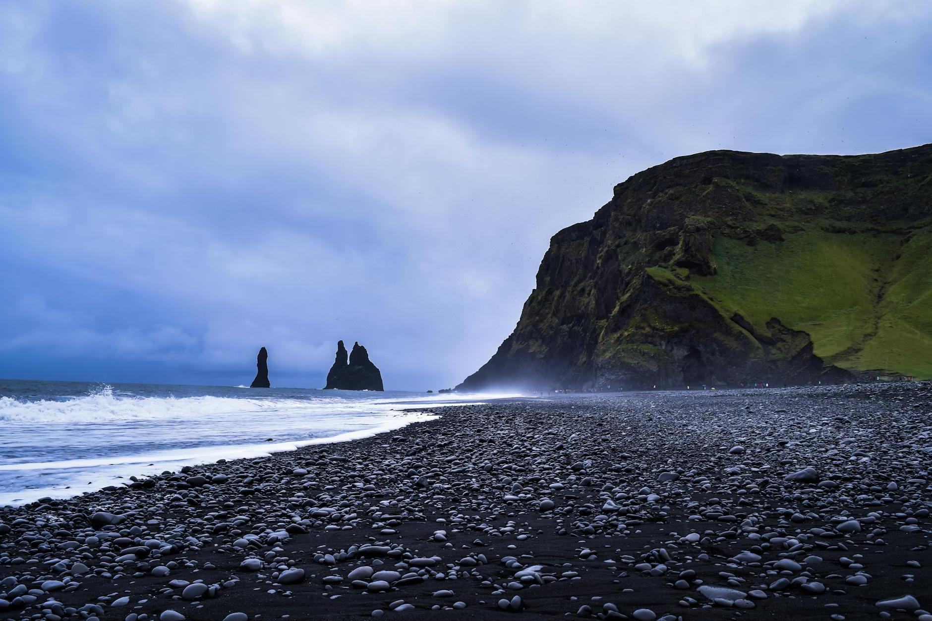 Landscape With Black Beach and Cliffs